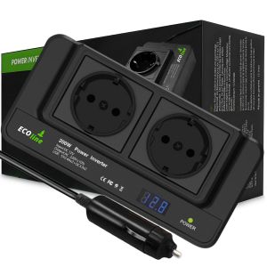 EcoLine - Auto Omvormer 12V Naar 220V/230V - 200W Autolader - stopcontact voor in de auto met 4x USB - splitter