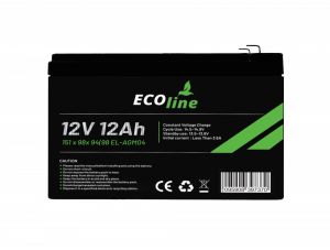 EcoLine - Batería AGM 12V - 12AH VRLA - 151 x 98x 94(98) - Batería de ciclo profundo