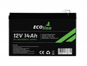 EcoLine - Batería AGM 12V - 14AH VRLA - 151 x 98x 94(98) - Batería de ciclo profundo