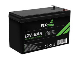 EcoLine - Batería AGM 12V - 9AH VRLA - 151 x 65 x 95 - Batería de ciclo profundo