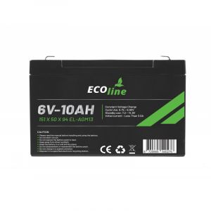 EcoLine - AGM 6V 10AH - Batería 10000mAh VRLA - 151 x 50 x 94 - Batería de ciclo profundo
