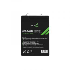 EcoLine - AGM 6V 5AH - Batería 5000mAh VRLA - 70 x 48 x 100 - Batería de ciclo profundo