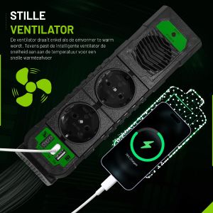 EcoLine - Auto Omvormer 12V Naar 220V/230V - 200W stekkerdoos / stopcontact voor in de auto met 2x USB