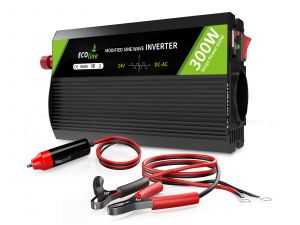 EcoLine - Omvormer 24V Naar 220V/230V sigarettenaanteker - 300w Vermogen 600w piek - Gemodificeerde Sinus - Vrachtwagen omvormer - stopcontact - autolader