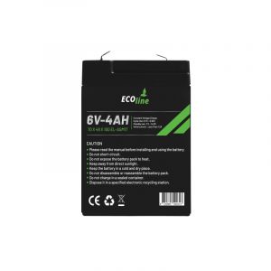 EcoLine - Batería AGM 6V 4AH - 4000mAh VRLA - 70 x 48 x 100 - Batería de ciclo profundo