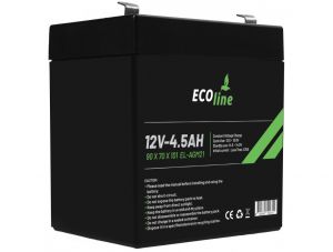 EcoLine - Batería AGM 12V 4.5AH - 4500mAh VRLA - 90 x 70 x 101 - Batería de ciclo profundo