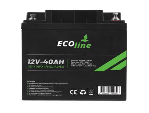 EcoLine - Batería AGM 12V 40AH - 40000mAh VRLA - 197 x 165 x 175 - Batería de ciclo profundo