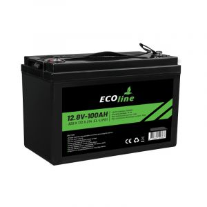 EcoLine - LifePo4 12V 100AH - 100000mAh Batería de litio - 329 x 172 x 214 - Batería de ciclo profundo
