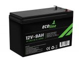 EcoLine - Batería AGM 12V - 9AH VRLA - 151 x 65 x 95 - Batería de ciclo profundo