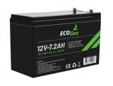 EcoLine - Batería AGM 12V 7.2AH - 7200mAh VRLA - 151 x 65 x 95 - Batería de ciclo profundo