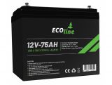 EcoLine - AGM 12V 75AH - Batería VRLA 75000mAh - 266 x 166 x 209 - Batería de ciclo profundo